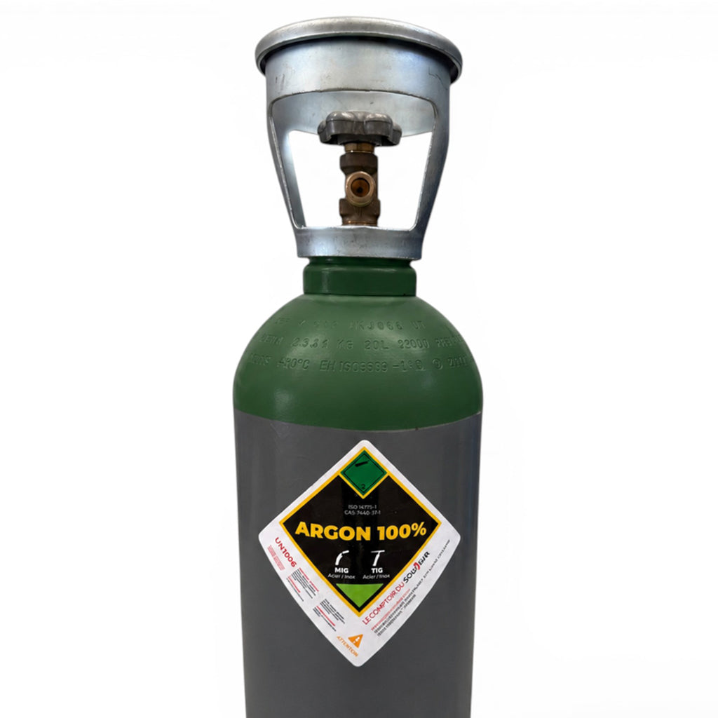 Bouteille Gaz de soudure pleine Argon Sans Contrat B20 4,3m³ - Rechargeable Livraison Offerte