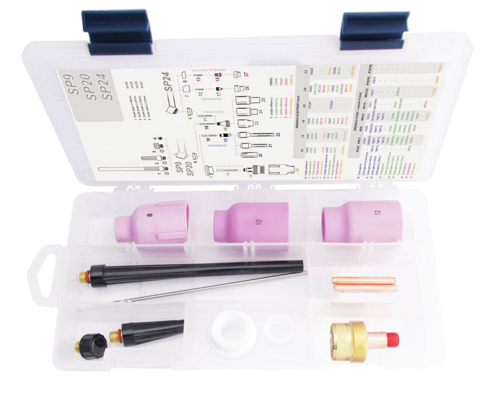 Pièces de rechange pour torche TIG SR-9 / SR-20 Big lens - Kit de 12 pièces - Le Comptoir du Soudeur