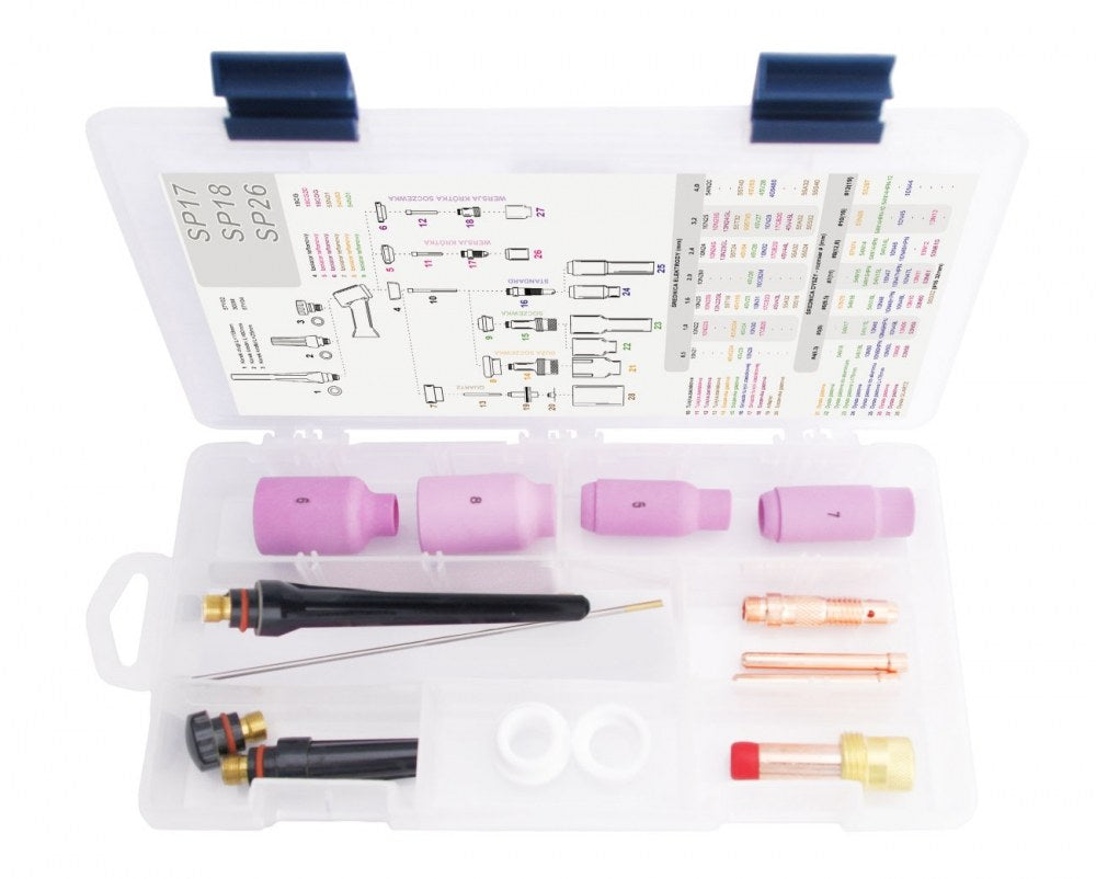 Pièces de rechange pour torche TIG SR 17/18/26 standard - Kit de 14 pièces - Le Comptoir du Soudeur