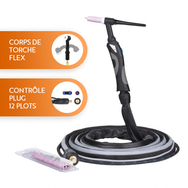 Torche TIG SR-18 - Corps fixe/flex - 4m/8m - Refroidi eau - Le Comptoir du Soudeur
