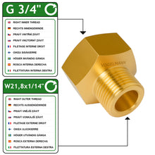 Adaptateur G 3/4 (femelle)vers  w21.8x1/14 (male)