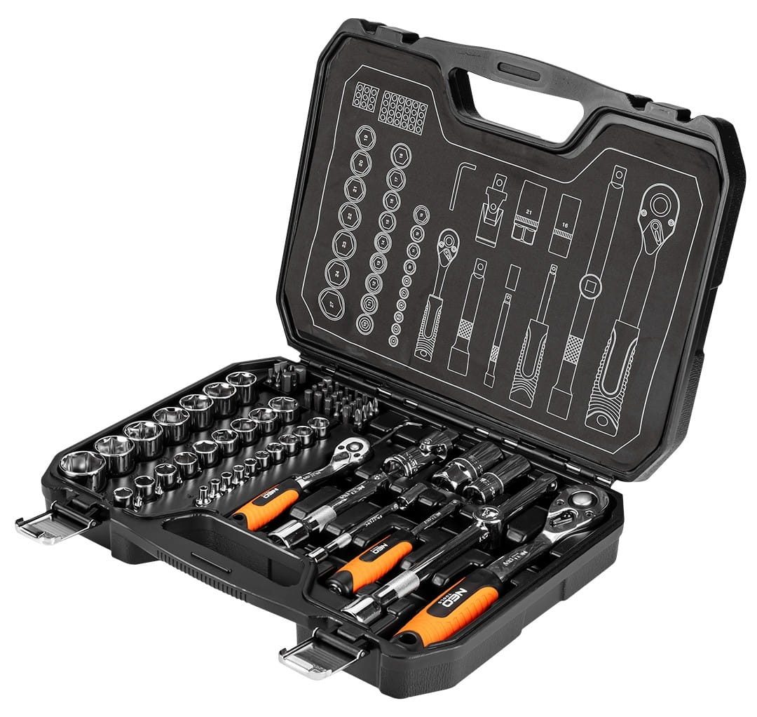 NEO TOOLS Clés à douille 1/2", 1/4", Jeu de 73, CRV - Le Comptoir du Soudeur