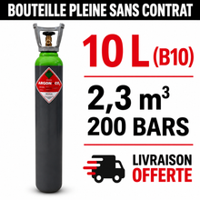Bouteille Gaz de soudure pleine  Argon CO2 Sans Contrat B10, 2,3m³ - Rechargeable Livraison Offerte