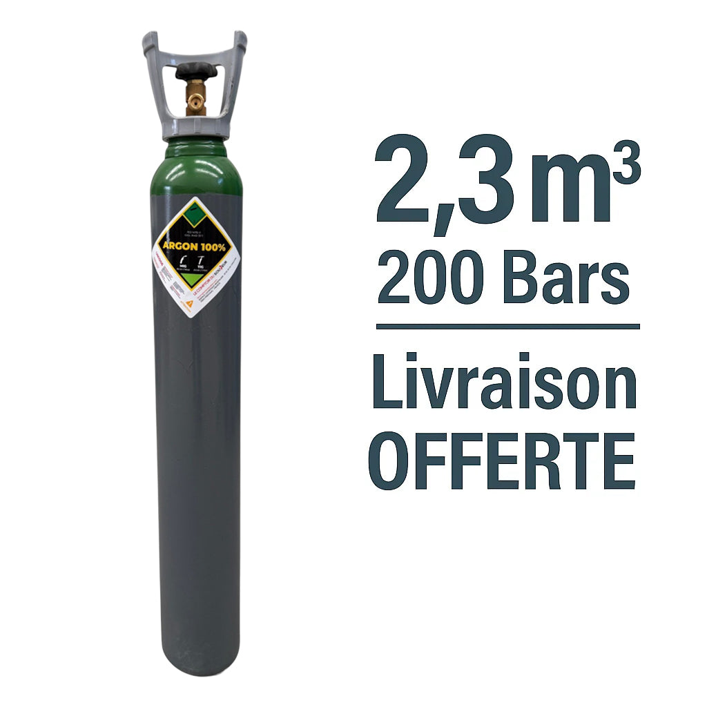 Bouteille Gaz de soudure Argon Sans Contrat B10, 2.3m³ - Rechargeable Livraison Offerte - Le Comptoir du Soudeur