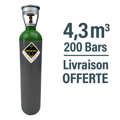 Bouteille Gaz de soudure Argon Sans Contrat B20 4,3m³ - Rechargeable Livraison Offerte
