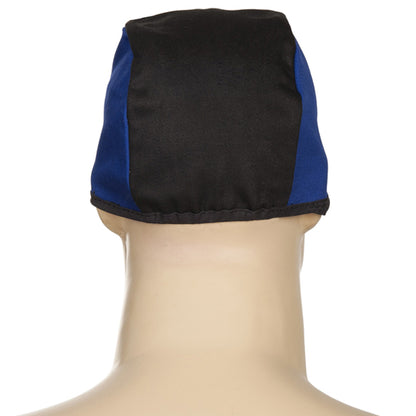 Bonnet de soudage noir et bleu en coton ignifugé