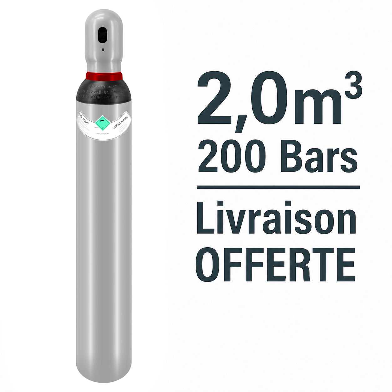 Bouteille Gaz de soudure 5% Hydrogène 95% Azote Sans Contrat B10, 2,0m³