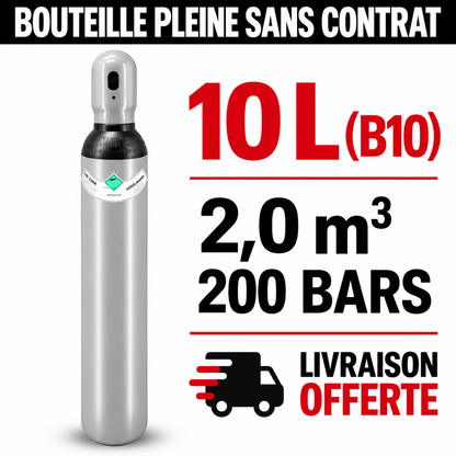 Bouteille Gaz de soudure pleine  Azote Sans Contrat B10, 2,0m³