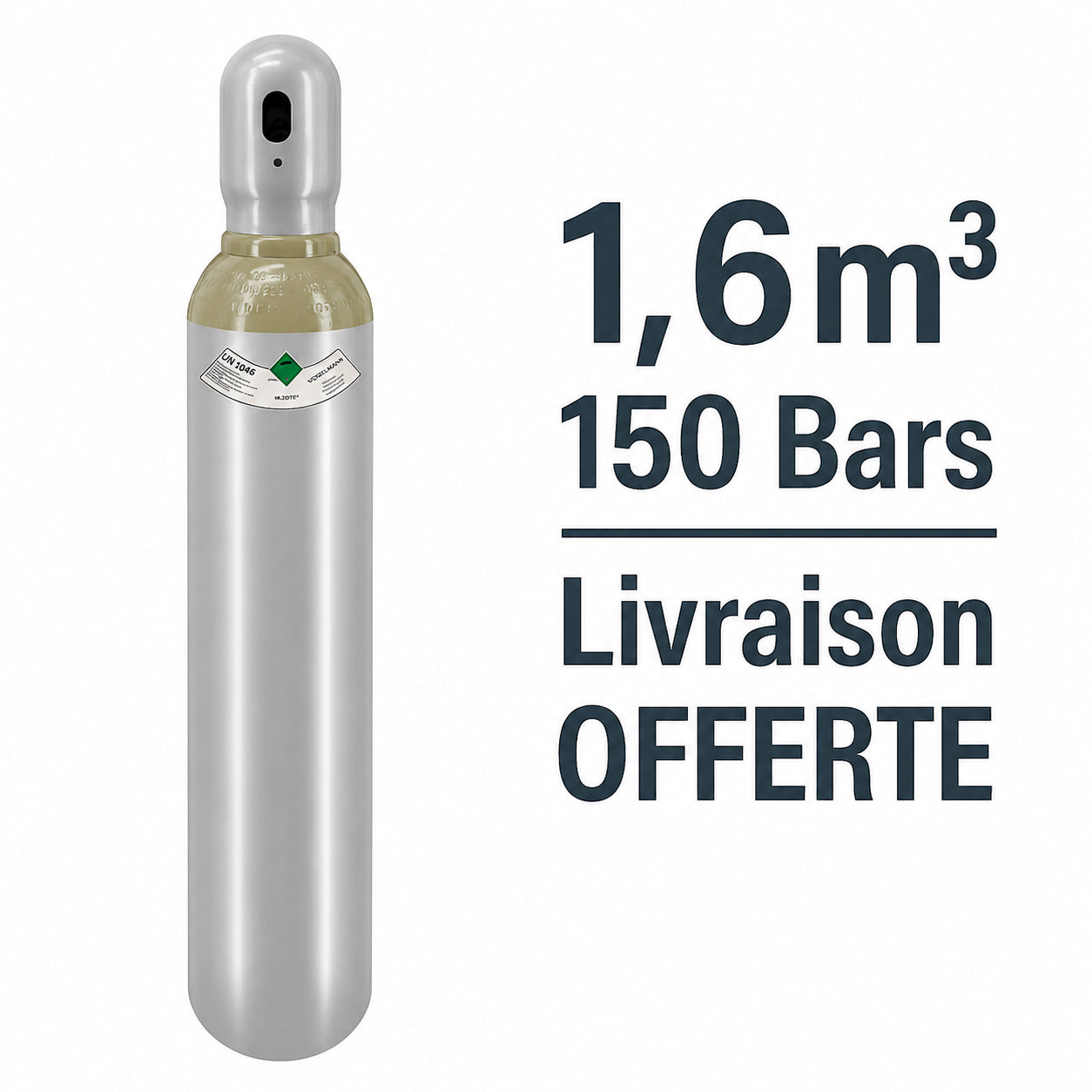 Bouteille Gaz de soudure Hélium Sans Contrat B08, 1,6m³