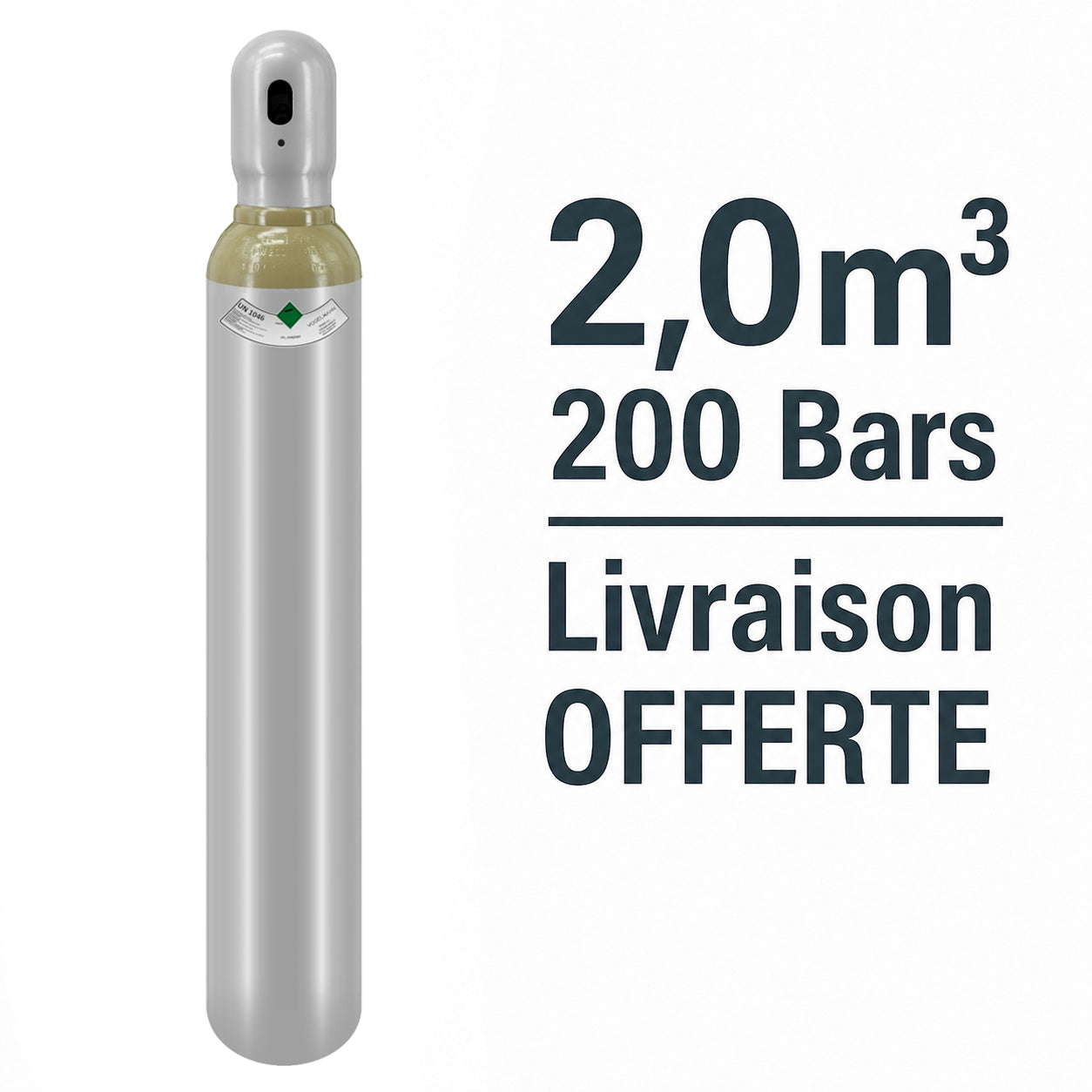 Bouteille Gaz de soudure Hélium Sans Contrat B10, 2,0m³