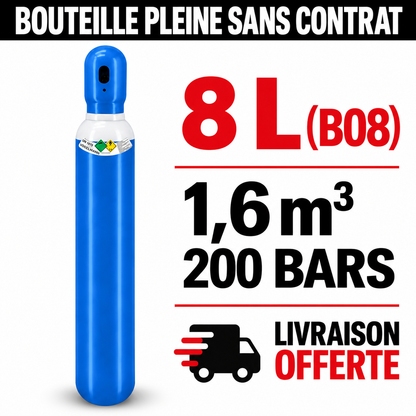 Bouteille Gaz de soudure pleine  Oxygène technique Sans Contrat B08, 1,6m³