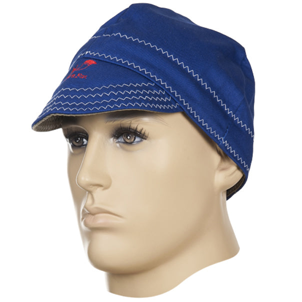 Casquette de soudage bleue en coton ignifugé