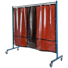Écran mobile d'atelier 1 volet avec 2 rideaux bronze suspendus - DIN EN ISO 25980 - Le kit - Le Comptoir du Soudeur