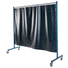 Écran mobile d'atelier 1 volet avec 2 rideaux vert teinte 9 suspendus - DIN EN ISO 25980 - Le kit - Le Comptoir du Soudeur