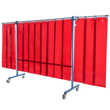 Écran mobile d'atelier 3 volets avec lanières orange suspendus - DIN EN ISO 25980 - Le kit - Le Comptoir du Soudeur