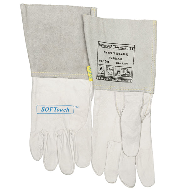 Gants de soudage TIG blancs en cuir de fleur bovine