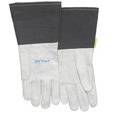 Gants de soudage TIG blancs et gris en peau de chèvre