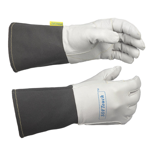 Gants de soudage TIG blancs et gris en peau de chèvre