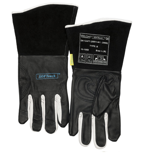 Gants de soudage TIG noirs en cuir de fleur de chèvres
