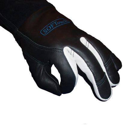 Gants de soudage TIG noirs en cuir de fleur de chèvres
