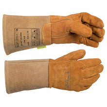 Gants de soudage TIG oranges en cuir de porc