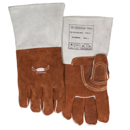 Gants de soudage bruns en cuir croûte bovin