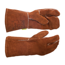 Gants de soudage bruns en cuir croûte de vachette