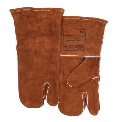 Gants de soudage bruns en cuir croûte de vachette