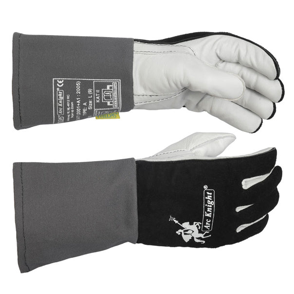 Gants de soudage noirs en cuir croûte bovin