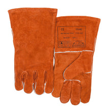 Gants de soudage oranges en cuir croûte bovin