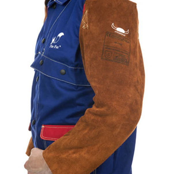 Manchettes de soudage brunes en cuir croûte bovin - La paire