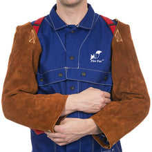 Manchettes de soudage brunes en cuir croûte bovin - La paire