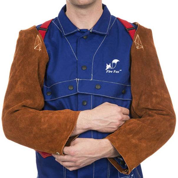 Manchettes de soudage brunes en cuir croûte bovin - La paire