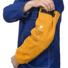 Manchettes de soudage jaunes en cuir croûte bovin - La paire