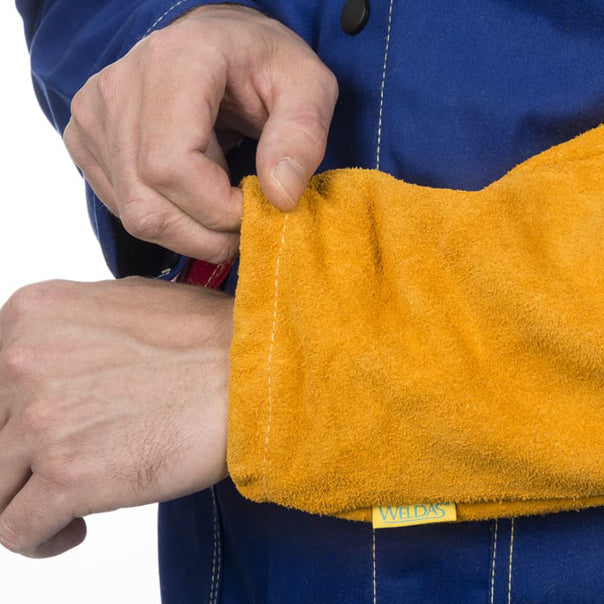 Manchettes de soudage jaunes en cuir croûte bovin - La paire