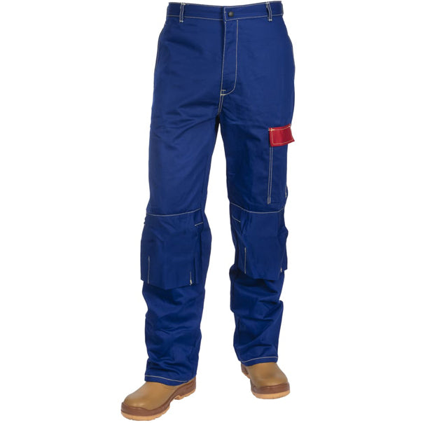Pantalon de soudage bleu en coton ignifugé