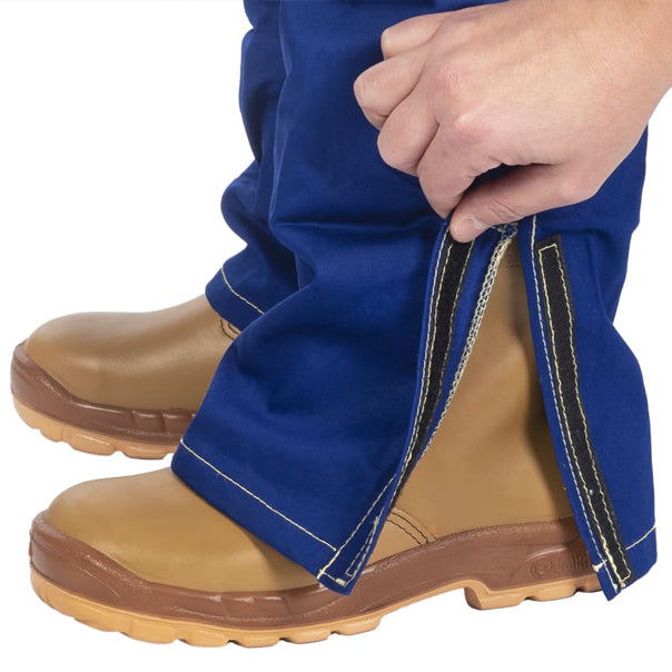 Pantalon de soudage bleu en coton ignifugé