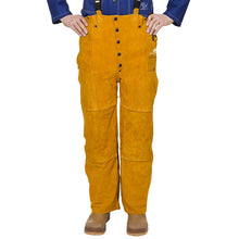 Pantalon de soudage jaune en cuir croûte bovin