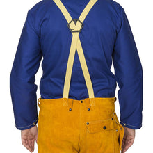 Pantalon de soudage jaune en cuir croûte bovin