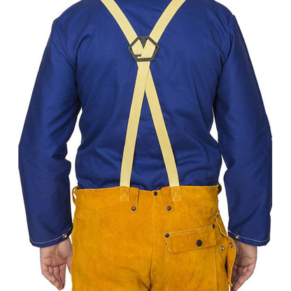 Pantalon de soudage jaune en cuir croûte bovin