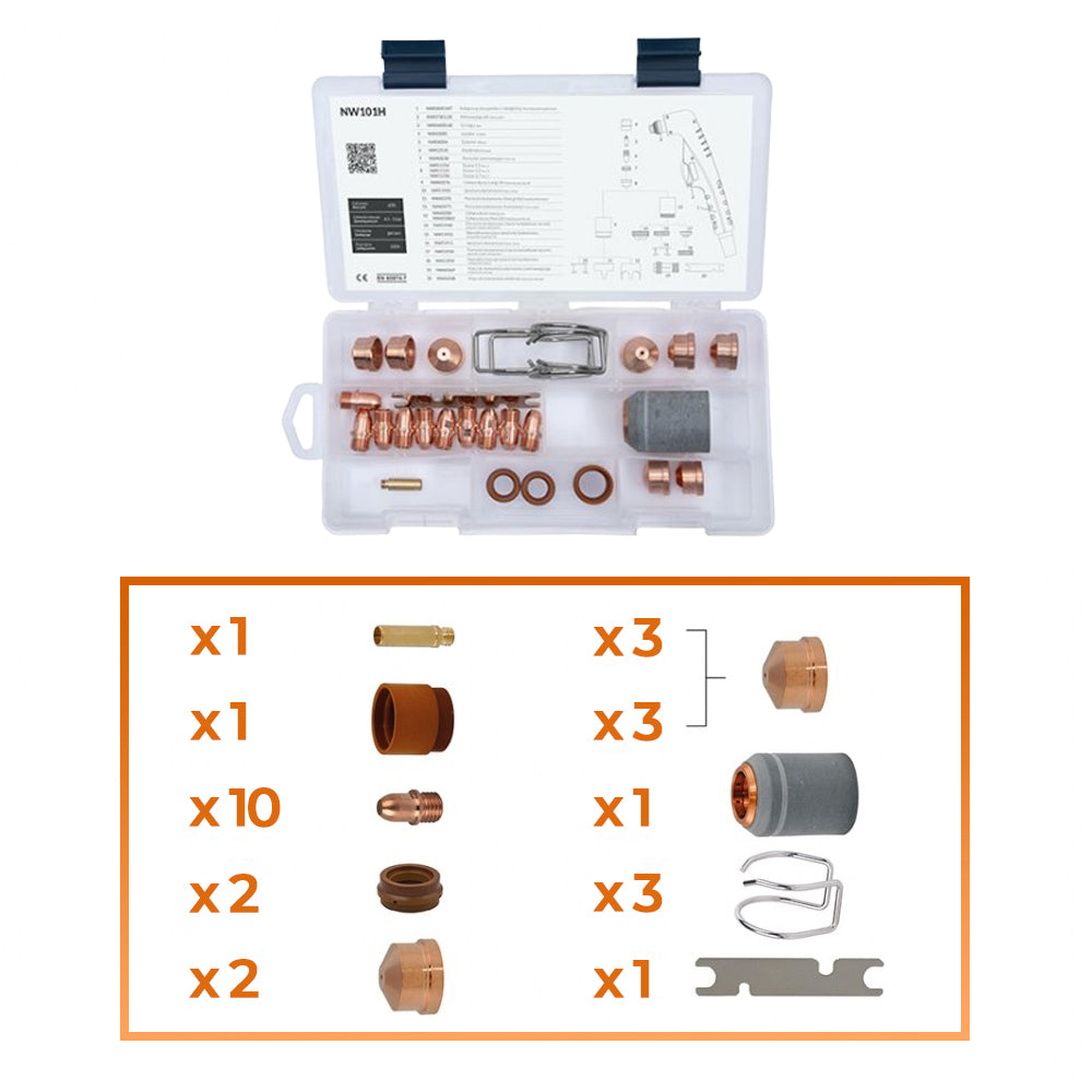 Pièces de rechange pour torche plasma NW101 type TRAFIMET- Kit de 27 pièces