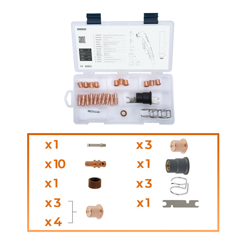 Pièces de rechange pour torche plasma NW81 type TRAFIMET- Kit de 27 pièces