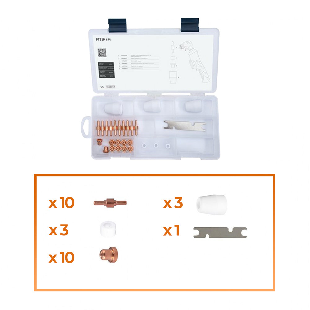 Pièces de rechange pour torche plasma PT31 type ESAB / L-TEC - Kit de 27 pièces