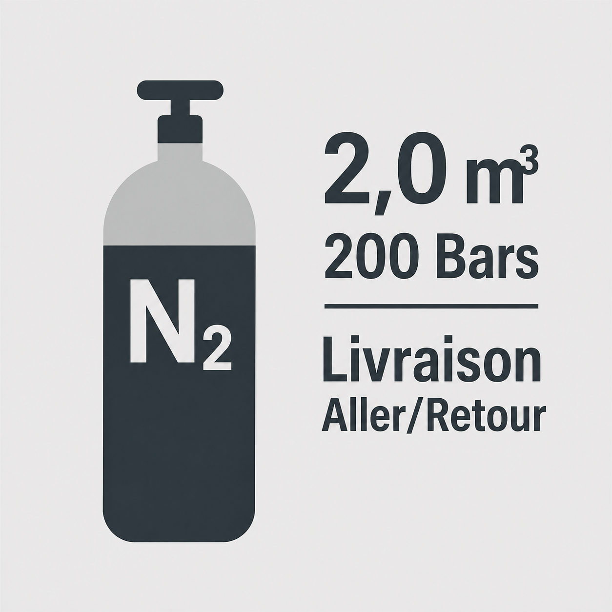Recharge bouteille Gaz AZOTE TECHNIQUE B10, 2.0 m³ - Transport A/R inclus