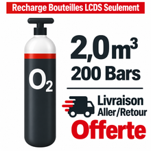 Recharger ma bouteille LCDS Gaz OXYGENE TECHNIQUE B10, 2.0 m³ - Transport A/R inclus