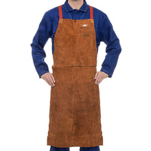 Tablier de soudage brun en cuir croûte bovin