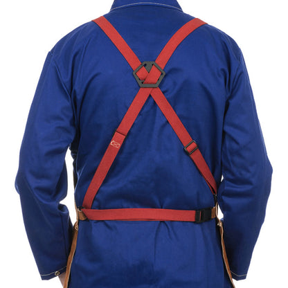 Tablier de soudage brun en cuir croûte bovin