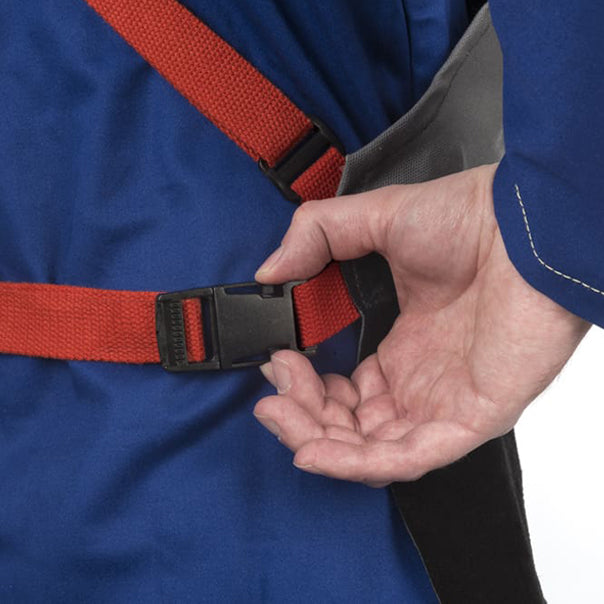 Tablier de soudage gris en coton ignifugé renforcé avec cuir noir