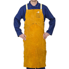 Tablier de soudage jaune en cuir croûte bovin
