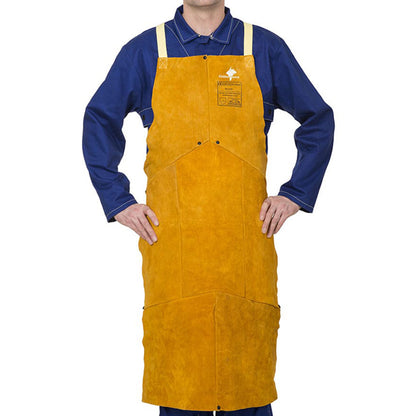Tablier de soudage jaune en cuir croûte bovin